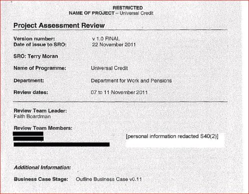 Front page of a report the DWP kept hidden for four years. The DWP's lawyers went through numerous FOI appeals to try and stop the report being published.